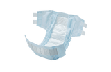 Stack of blue disposable diapers on a transparent background

