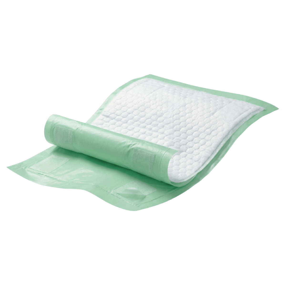Green and white diaper on a white background

