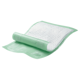Green and white diaper on a white background

