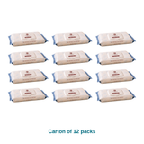 Carton of 12 packs of Confident Care adult wet wipes