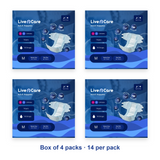 Box of 4 packs of Live N Care Adult Nappies, size Medium, 14 per pack #medium