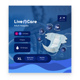 Live N Care Adult Nappies 14-pack, size Extra Large (waist 85–140cm, hip over 110cm) #extra large