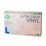 Ultra Fresh clear vinyl examination gloves, box of 100, size Large