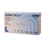 UltraTouch blue nitrile examination gloves, box of 100, size Large