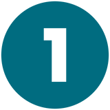 Blue circle with the number '1' in white

