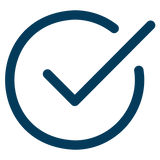 Blue check mark icon on a white background

