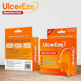 UlcerEze Mouth Ulcer Patch pack showing front and back with directions for use